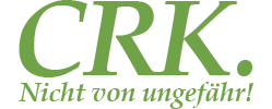 Rundes Textlogo von "CRK." mit der Tagline "Nicht von ungefähr!" hellgrün auf Weiß | © 2022 Claus R. Kullak | crk-res.de